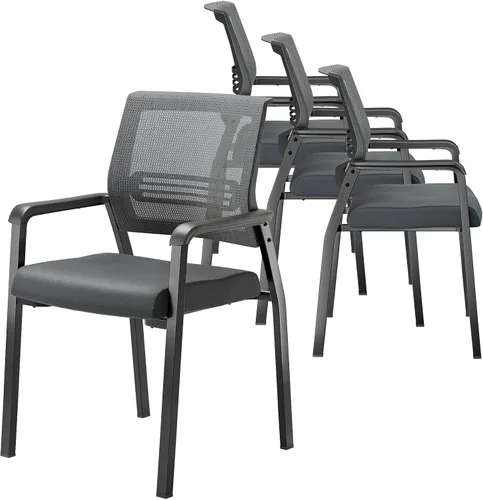 Miniatura 8 de VINGLI Sillas apilables modernas negras, capacidad de 350 libras, diseño ergonómico, sillas de sala de espera de oficina y sala de recepción