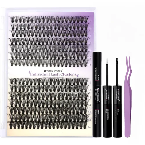 Miniatura 8 de Kit de racimos de pestañas para pestañas de bricolaje: 280 unidades, Wendy, para usar en casa, ultraligeras, naturales, esponjosas, delgadas