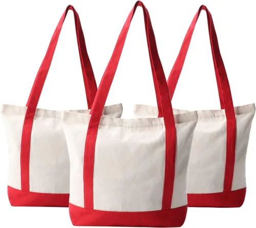 Miniatura 10 de Bolsa de lona con cremallera, 16.5 x 14 x 5 pulgadas, bolsa de lona en blanco lisa resistente, 3 bolsas reutilizables con cremallera, bolsas de tela