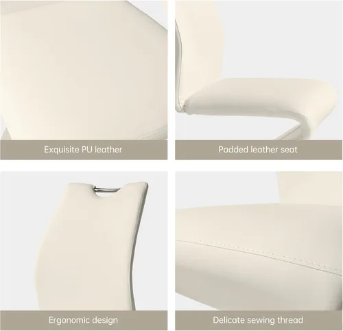 Miniatura 6 de HIPIHOM Juego de 2 sillas de comedor Sirena, sillas modernas de cocina y comedor sin brazos tapizadas en cuero PU con asiento de almohadón y patas