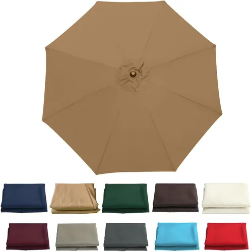Miniatura 9 de Cubierta de repuesto para sombrilla de patio al aire libre, 6 varillas / 8 varillas de 6.5 pies/9 pies/10 pies, toldo de repuesto para sombrilla