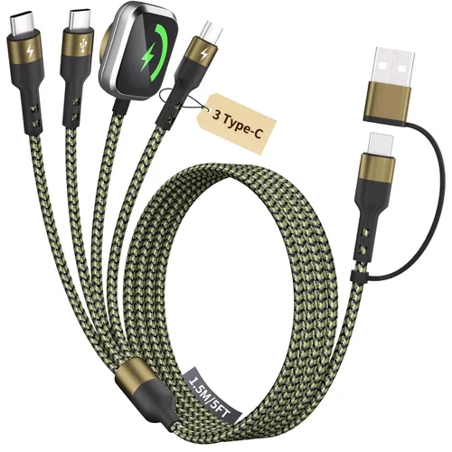 Miniatura 7 de Cruise Essentials Cable de Carga 4 en 2 para Cargador Apple iWatch/iPhone 17/Lightning/Micro, Cable Cord de Carga Múltiple de Viaje Compatible