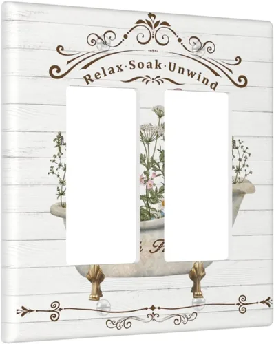 Miniatura 11 de Placa Cubierta de Interruptor de Luz de Palanca Individual con Diseño de Flor Botánica en Tablero de Madera Rústico Estilo Granja - Placa de Pared