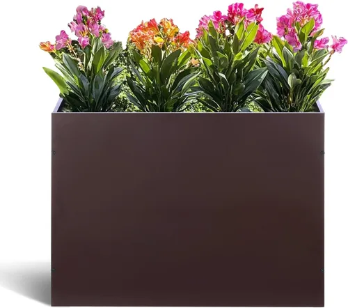 Miniatura 7 de BAYN Macetero Cuadrado de Metal Maceteros Altos para Plantas de Exterior Moderno Resistente con Agujeros de Drenaje para Exterior Interior Patio