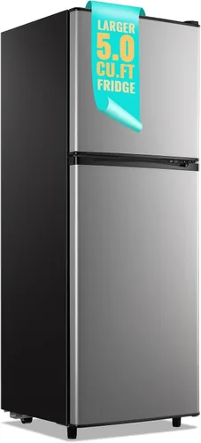 Miniatura 9 de WANAI Refrigerador pequeño con congelador de 3.5 pies cúbicos, mini refrigerador con congelador en la parte superior, doble puerta, pequeño Negro