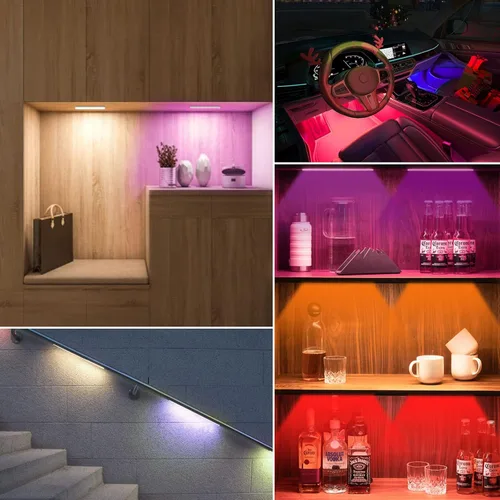 Miniatura 7 de 58 luces LED para debajo del gabinete, luz recargable RGB con sensor de movimiento para interior, luces nocturnas con control remoto, pack de 2