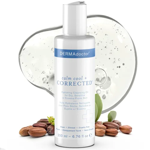 DERMAdoctor Aceite limpiador hidratante y removedor de maquillaje; limpiador facial suave sin fragancia formulado por dermatólogos con aceite de