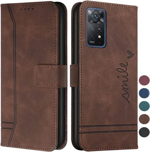 Miniatura 9 de Funda tipo cartera para Redmi Note 11 Pro, Redmi Note 11 Pro con tarjetero de cuero con función atril de protección completa magnética compatible
