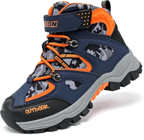 Botas de nieve impermeables antideslizantes para niños, botas de senderismo al aire libre, botas de invierno cálidas para niños y niñas grandes y