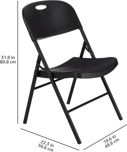 Miniatura 3 de Amazon Basics Silla Plegable Portátil Resistente de Plástico Plegable, Capacidad de 350 Libras, Negro, Paquete de 2