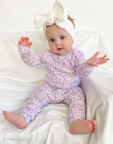 Miniatura 5 de moimoln Pijama de algodón suave para bebés y niñas y niños, con estampado de flores modales, manga larga, ajuste ceñido, 19.7 ft-5T