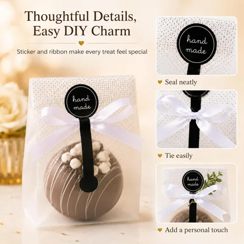 Miniatura 6 de Bolsas de galletas YunKo para regalo Bolsas de celofán transparentes para golosinas Bolsas mini para pan, pastel Bundt, empaque de bombas de Gris