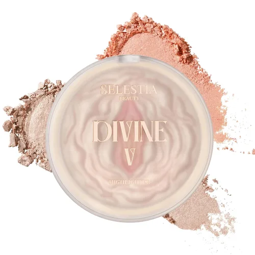 SELESTIA BEAUTY Maquillaje iluminador en polvo – Divine V – Brillo radiante para todos los tonos de piel, fácil de aplicar, 0.53 oz