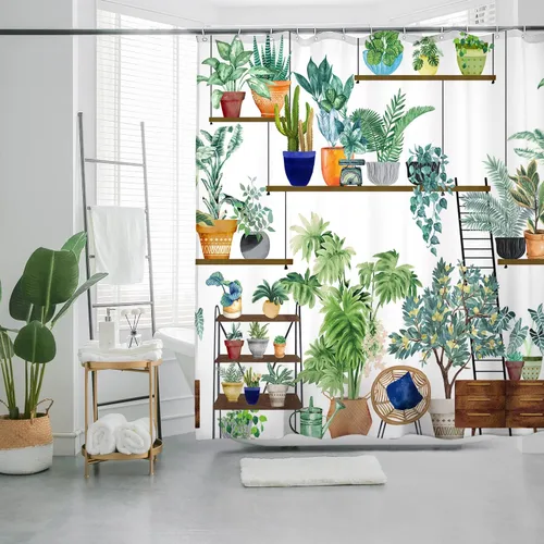 Miniatura 7 de Cortina de ducha bohemia, tela de poliéster repelente al agua con estampado floral bohemio para decoración de baño, 72 x 72 pulgadas