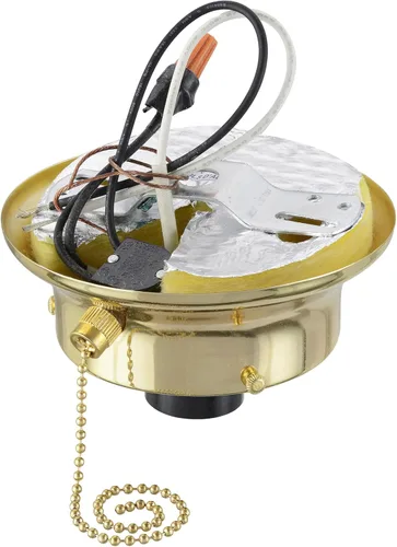 Miniatura 3 de Aspen Creative 22101-06-1 Kit de soporte de techo de montaje empotrado con interruptor de cadena de encendido/apagado en acabado de latón cepillado