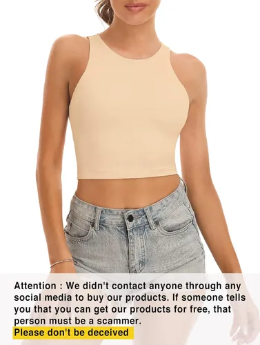 Miniatura 2 de Camisetas cortas de entrenamiento para mujer, con espalda cruzada, cuello halter, sin mangas, para yoga