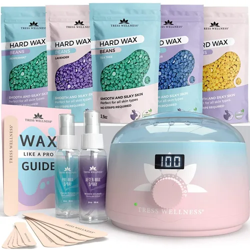 Miniatura 12 de Kit de depilación Tress Wellness para piel sensible, seguro para cara y piel, spray de preparación y cuidado posterior, fácil de usar, kit para uso