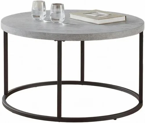 Miniatura 7 de CENSI - Mesa auxiliar redonda de hormigón sintético gris de 31.5 pulgadas Extra Thick 1.4" Honey-comb Wood Top, Modern Industrial, Sturdy Metal