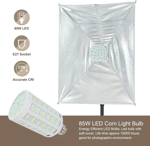 Miniatura 2 de LINCO Kit de iluminación LED Softbox de fotografía de 20 x 28 pulgadas, equipo de luz de estudio de fotografía profesional con bombilla LED de maíz