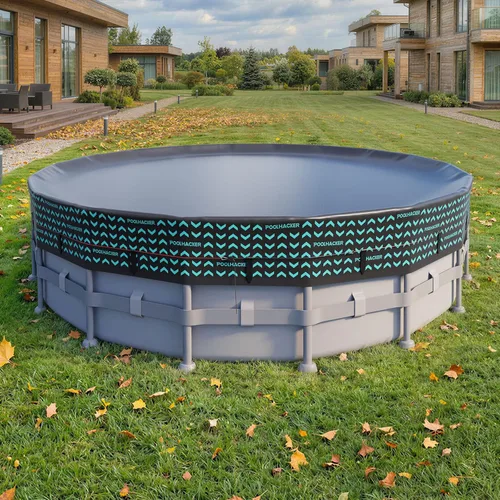 Miniatura 8 de POOLHACKER Cubierta redonda de piscina de 8 pies para piscinas sobre el suelo, cubierta de piscina resistente al viento con cable de acero y sistema