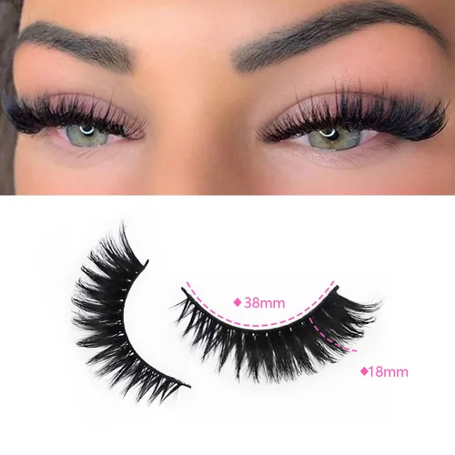 Miniatura 6 de Pestañas de ojo de gato, aspecto natural, finas, esponjosas, de 0.59 pulgadas, cortas, de visón de zorro, paquete de pestañas postizas de visón