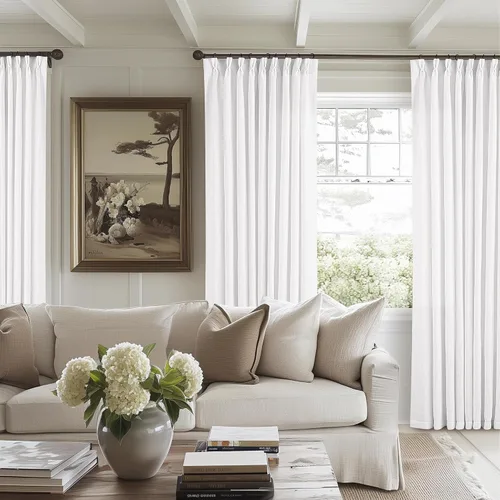 Miniatura 20 de Cortinas de lino natural con pliegues fruncidos de 120 pulgadas de largo para sala de estar, cortinas plisadas con ganchos y lengüeta trasera