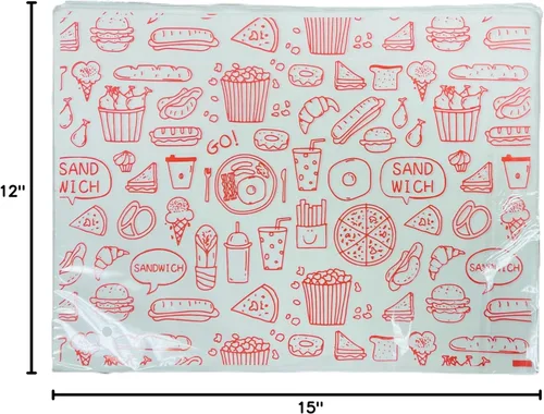 Miniatura 10 de 200 unidades de papel a prueba de grasa de 15 x 12 pulgadas, papel a cuadros para envolver alimentos. Envoltura para sándwich resistente a la grasa