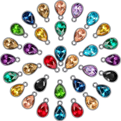 Hicarer 52 colgantes de gota de agua, abalorios de cristal, diamantes de imitación, lágrima, joyería para mujer, fabricación de collares, joyas,