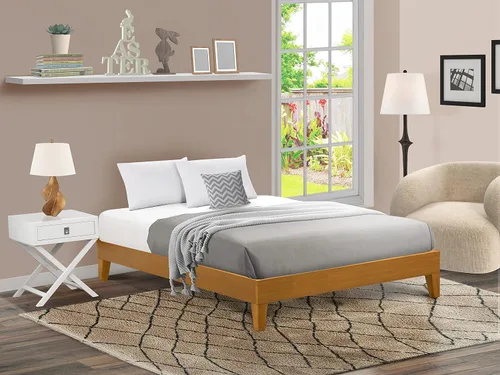 Miniatura 11 de East West Furniture NVP-22-F Marco de cama de tamaño matrimonial con 4 patas de madera dura y 2 patas centrales adicionales, acabado de nogal