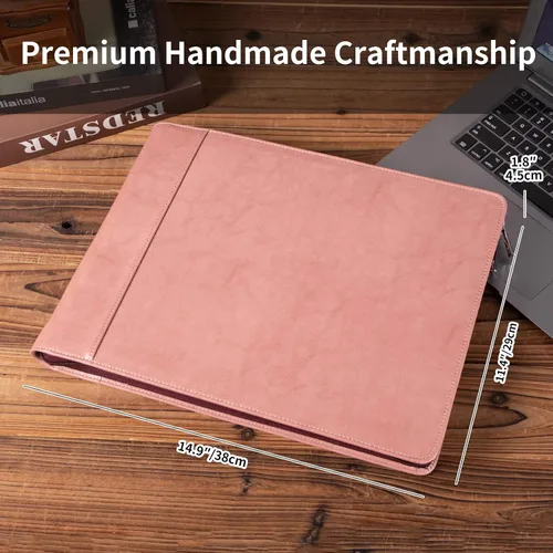 Miniatura 7 de Carpeta personalizada con 7 anillos, soporte de cuero vegano grabado para chequera, 3 en una página para 600 cheques (9 x 13 pulgadas), carpeta