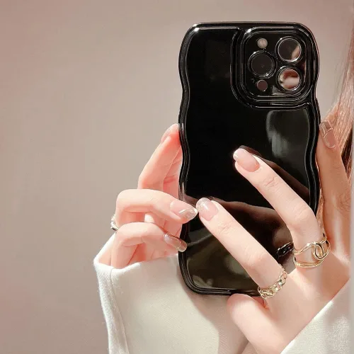 Miniatura 20 de FABSPARK - Funda para iPhone 11, diseño simple, marco ondulado, estética, silicona suave, color beige