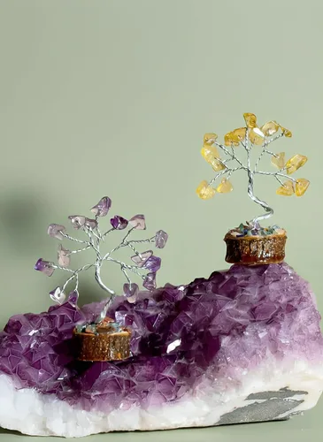Miniatura 5 de Conjunto de Árboles de Cristal de 12, Regalos Pensados para Mujeres, Decoración de Escritorio de Oficina, Hogar, Decoración de Estante para Energía