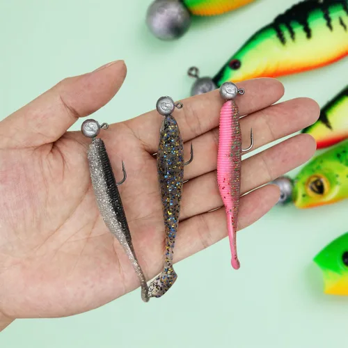 Miniatura 6 de 50 ganchos de pesca con púas – Kit de cabezas de plantilla de bola redonda, 1/6 oz, 1/4 oz, 1/8 oz, 1/2 oz para pesca de lubina trucha de agua