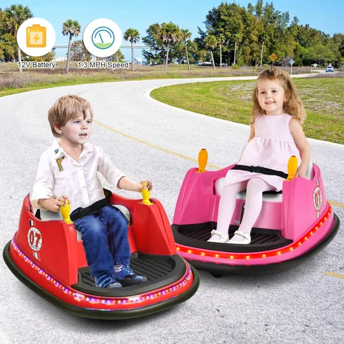 Miniatura 9 de Costzon Auto parachoques para niños, auto eléctrico de 12 V con control remoto, joysticks duales, giro de 360 grados, música, luces intermitentes