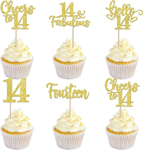 Miniatura 102 de 30 piezas de adornos para cupcakes de 12 cumpleaños feliz, brillantes doce, hola 12, felicitaciones a 12 años, adornos para cupcakes, 12