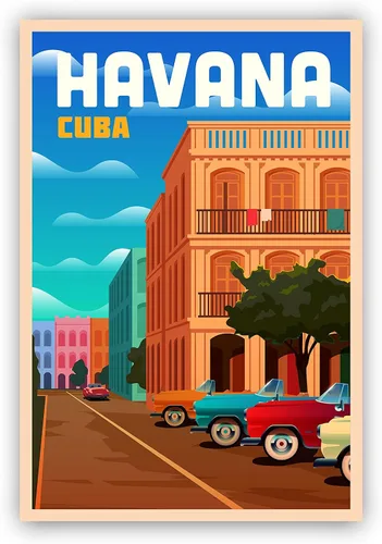 Miniatura 4 de Póster de viaje de La Habana Cuba, póster de Cuba Habana, póster de paisaje urbano y monumento de la Habana, arte de pared para el hogar, decoración