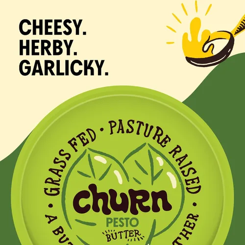 Miniatura 5 de Churn Mantequilla de Cacio & Pepe, mantequilla saborizada batida con mantequilla orgánica alimentada con hierba (5.5 onzas, paquete de 2) – Sin OMG