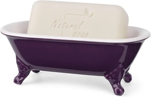 Miniatura 23 de Bañera decorativa en miniatura con patas de garra de cerámica de 6.5", jabonera para jabón en barra, soporte para esponja de cocina y bandeja