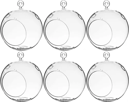 Miniatura 25 de WGV Globo de terrario colgante, ancho 5 pulgadas, altura 6 pulgadas, maceta de aire para suculentas, florero de vidrio transparente con parte