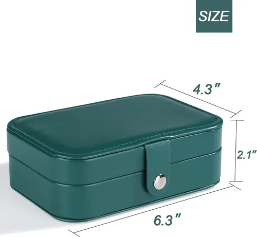 Miniatura 6 de Joyero de viaje, organizador de joyas pequeño de piel sintética para mujeres y niñas, mini estuche de viaje portátil de doble capa, cajas