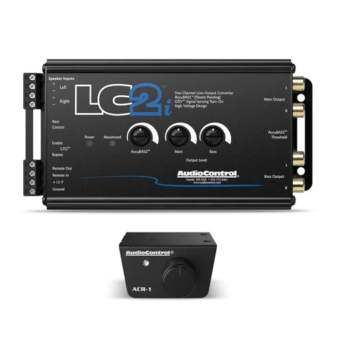 AudioControl LC2i - Convertidor de salida de línea de 2 canales con control remoto de tablero ACR-1 y AccuBASS para agregar subwoofers,