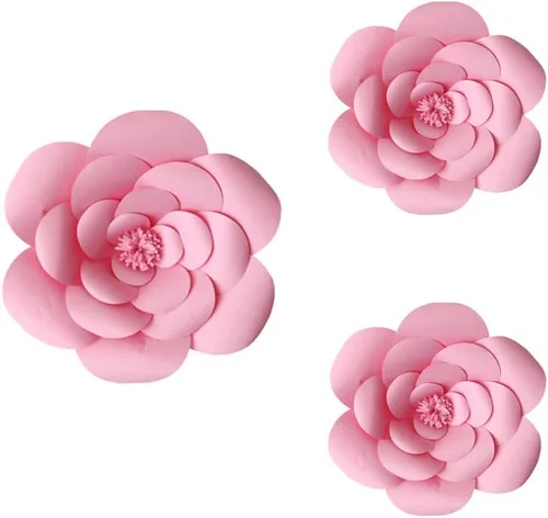 Miniatura 6 de N/C 3 piezas de flores de papel para fiesta, flores de papel para fondo de boda, decoración DIY hecha a mano para fondo de boda, decoración de pared