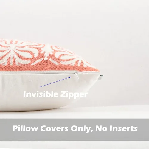 Miniatura 2 de HWY 50 Funda de Almohada Lumbar Decorativa Rosa Rectangular de 12x20 Pulgadas (1 Pieza), Funda de Cojín de Algodón Bordado Estilo Granja para Sofá