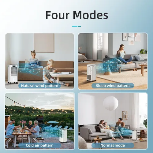 Miniatura 4 de Aire acondicionado portátil, enfriador evaporativo 3 en 1, aire acondicionado sin ventanas, 4 modos y 3 velocidades, temporizador de 12 horas