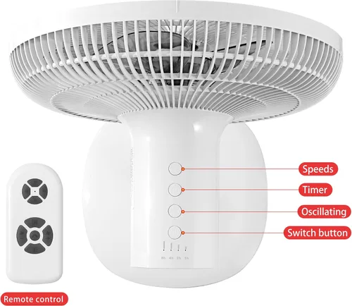 Miniatura 7 de Ventilador de suelo oscilante de 4 velocidades de 7 aspas, 14.5 pulgadas, altura ajustable, ventilador de pie para el hogar, motor de CC