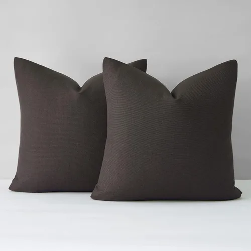 Miniatura 22 de Mixhug Juego de 2 fundas de almohada decorativas de lino para sofá y cama, cojín lumbar, color marrón claro, 12 x 20 pulgadas
