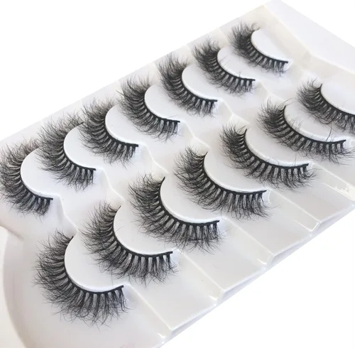 Miniatura 619 de Pooplunch - Pestañas postizas finas de visón sintético, estilo ojo de gato, naturales, cruzadas, tipo racimo, efecto 8D de volumen, tiras