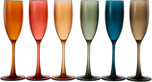 Miniatura 7 de The Wine Savant - Juego de 6 copas de champán de plástico acrílico estilo europeo Copas de champán coloreadas reutilizables para brindis 100%