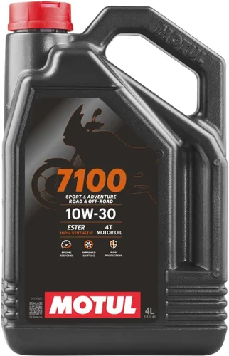 Miniatura 10 de Motul 7100 10W-50 4T 100% Aceite sintético de éster para motor de motocicleta, para carretera y fuera de carretera, 4 litros (104098)