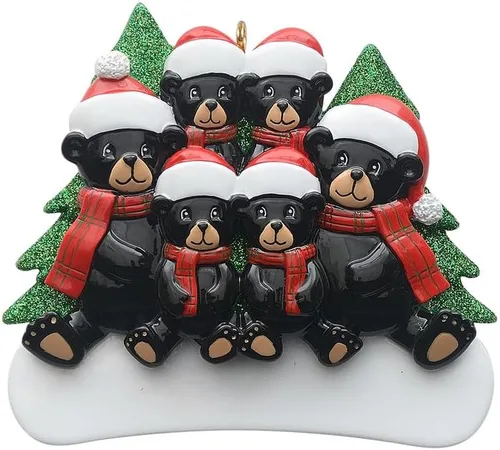 Miniatura 6 de Adorno personalizado de oso negro 2025 – Decoración de árbol de Navidad de familia de 2, animal del bosque, adorno de nuestra primera Navidad juntos